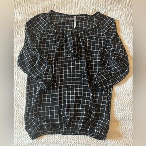 Black and White Grid Button Down Shirt